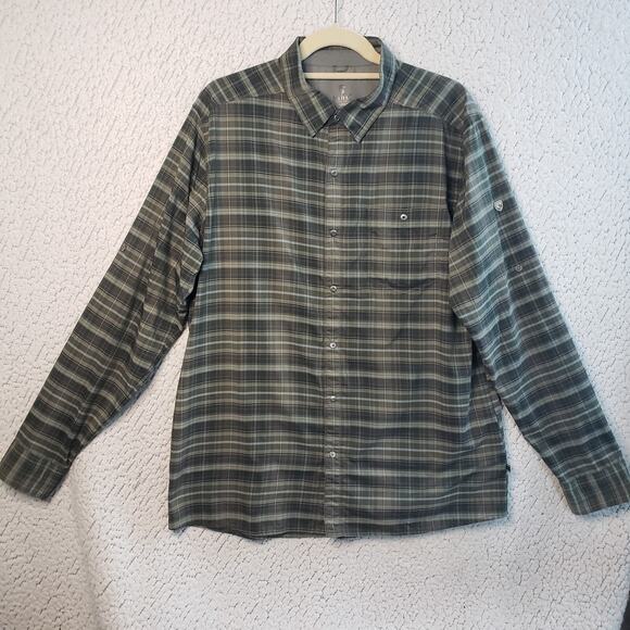 KUHL Button Down Shirt Men L Green Plaid Long Sleeve Casual Workwear 46x29 - Picture 1 of 9
